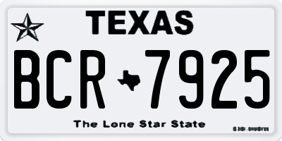 TX license plate BCR7925
