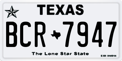TX license plate BCR7947