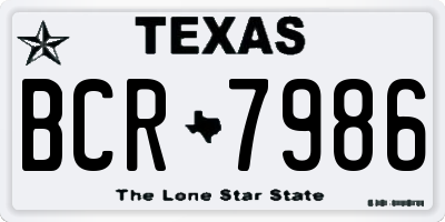 TX license plate BCR7986