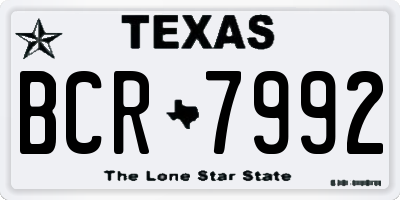 TX license plate BCR7992