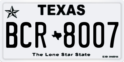 TX license plate BCR8007