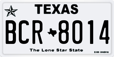 TX license plate BCR8014