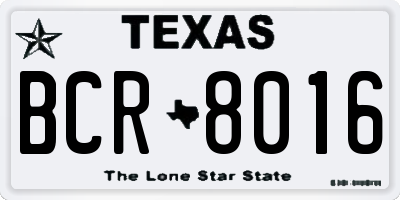 TX license plate BCR8016