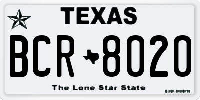 TX license plate BCR8020