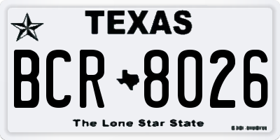 TX license plate BCR8026