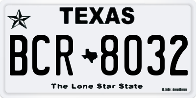 TX license plate BCR8032