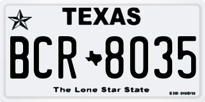 TX license plate BCR8035
