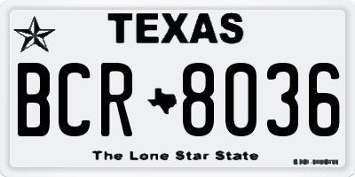 TX license plate BCR8036