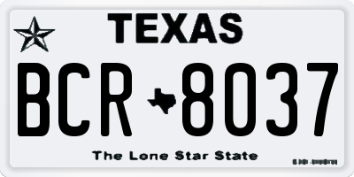 TX license plate BCR8037