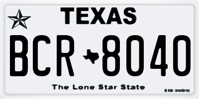 TX license plate BCR8040