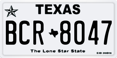 TX license plate BCR8047