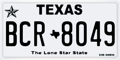TX license plate BCR8049