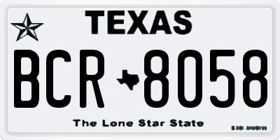 TX license plate BCR8058