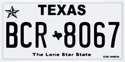 TX license plate BCR8067