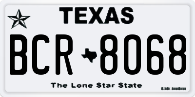 TX license plate BCR8068