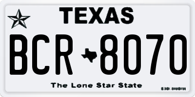 TX license plate BCR8070