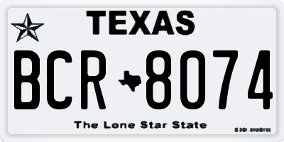 TX license plate BCR8074