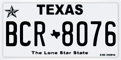 TX license plate BCR8076