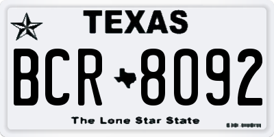 TX license plate BCR8092