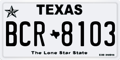 TX license plate BCR8103