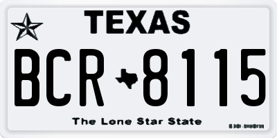 TX license plate BCR8115