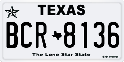TX license plate BCR8136