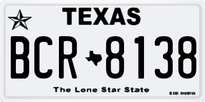 TX license plate BCR8138