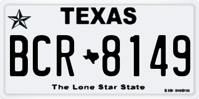 TX license plate BCR8149