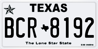 TX license plate BCR8192