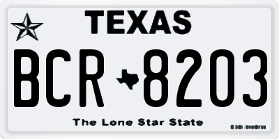 TX license plate BCR8203