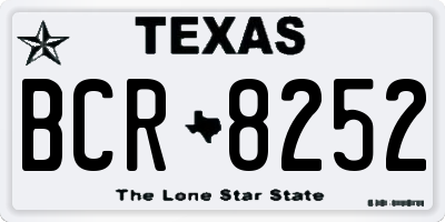 TX license plate BCR8252
