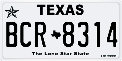 TX license plate BCR8314