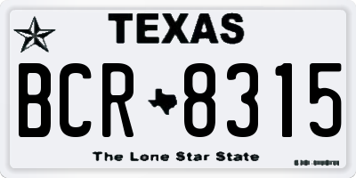 TX license plate BCR8315