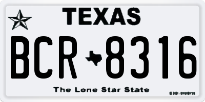 TX license plate BCR8316