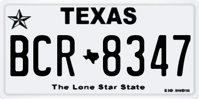 TX license plate BCR8347