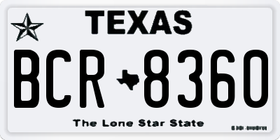 TX license plate BCR8360
