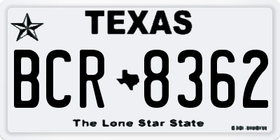 TX license plate BCR8362
