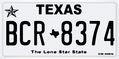 TX license plate BCR8374