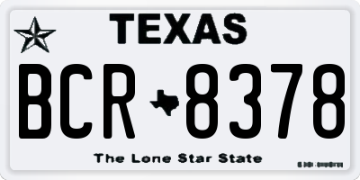 TX license plate BCR8378