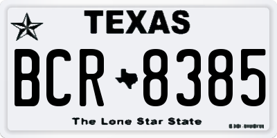 TX license plate BCR8385