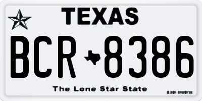 TX license plate BCR8386