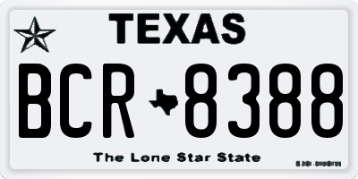 TX license plate BCR8388