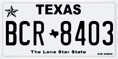 TX license plate BCR8403