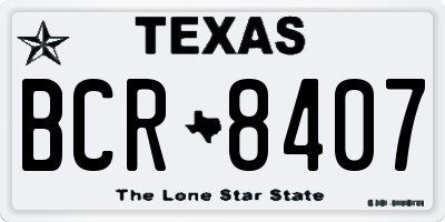 TX license plate BCR8407