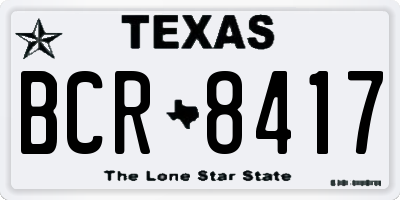 TX license plate BCR8417