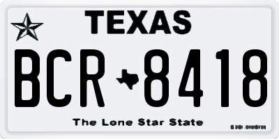 TX license plate BCR8418