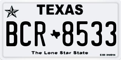 TX license plate BCR8533