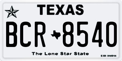TX license plate BCR8540