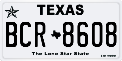 TX license plate BCR8608