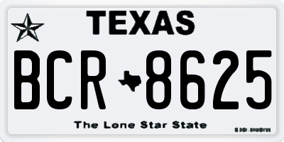 TX license plate BCR8625